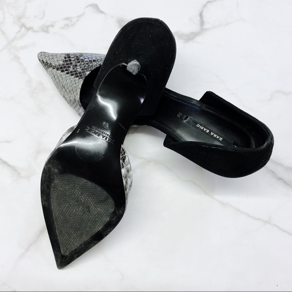 ZARA snakeskin pumps pointy heels black - Picture 2 of 5